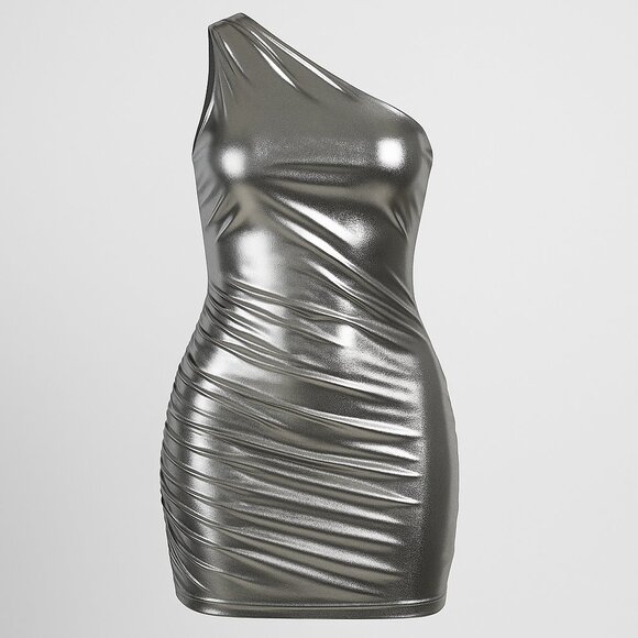 MEDIUM Metallic One-shoulder Mini Dress - Picture 1 of 3
